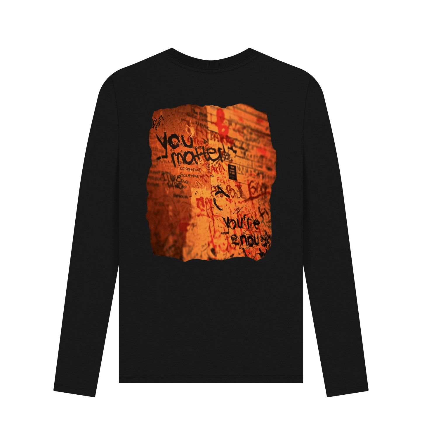Black Printed Long Sleeve T Shirt Back