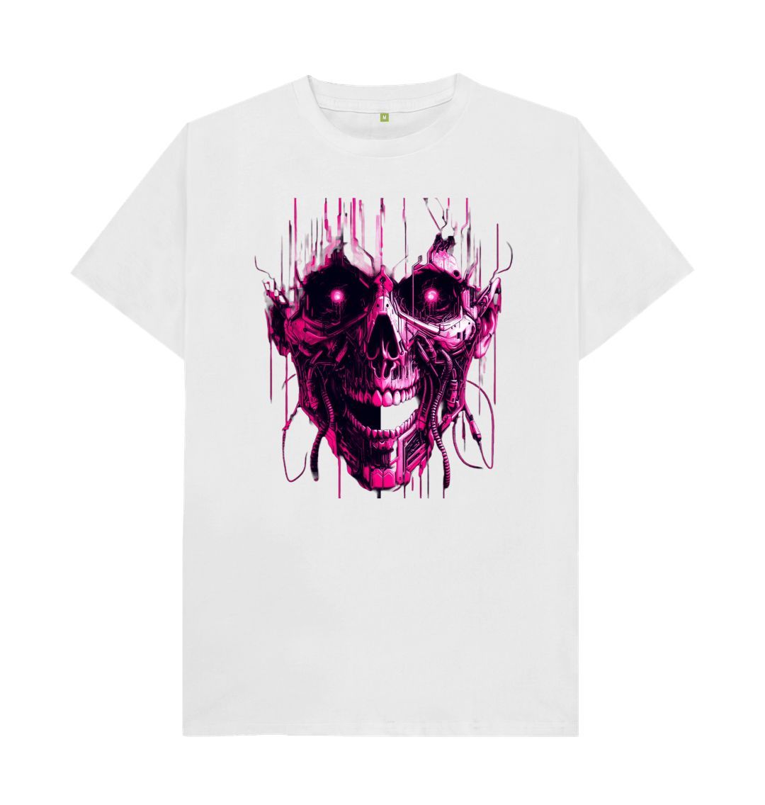 White Don't Forget The Chaos \"Cyber Skull\" T-Shirt